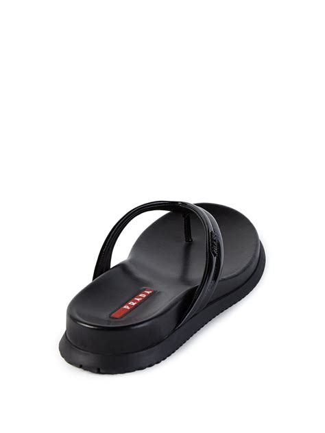 prada black flip flops|black and white prada slides.